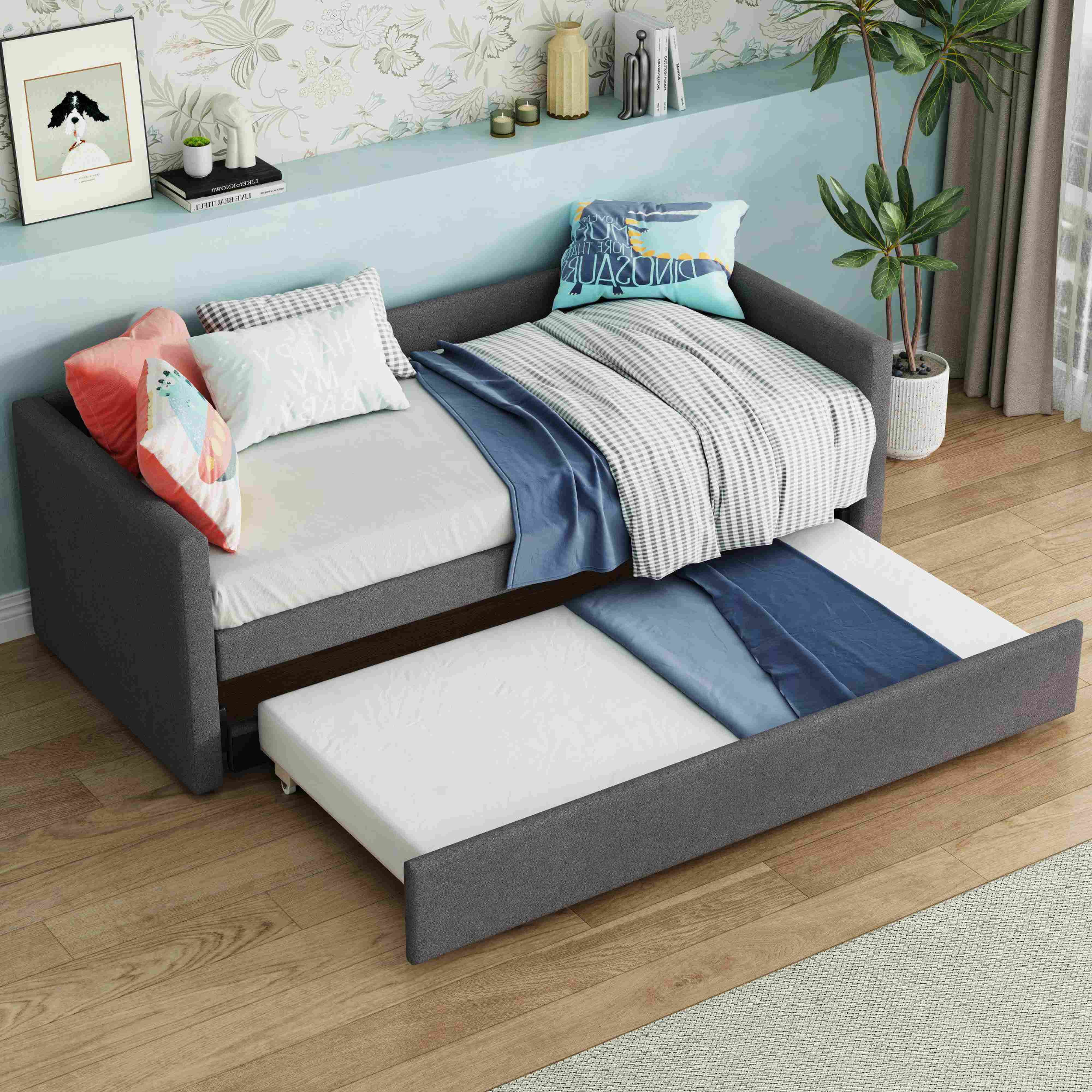 BlingBin Daybett Schlafsofa (1 tlg), Ausziehbares Ausziehbettgestell,hochklappbaren Metallbeinen