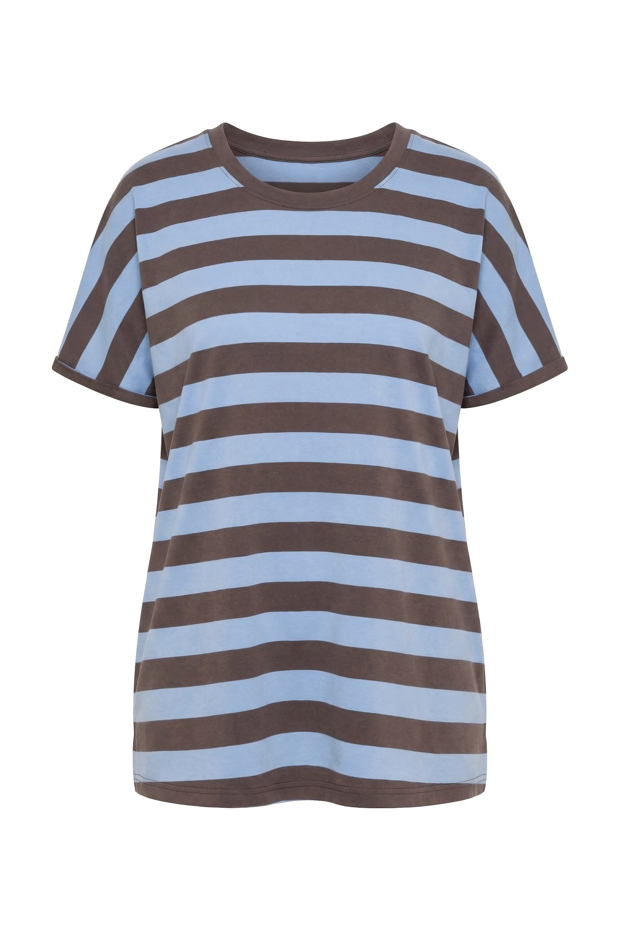 T-Shirt T-Shirt Ringel Oversized Rundhals Halbarm