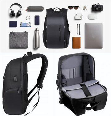 Bedee Rucksack Laptop Rucksack Herren mit USB-Ladeanschluss Rucksack Damen (Mit Reißverschluss für Männer Frauen Schule Arbeit Reisen, 1-tlg., Laptop-Rucksäcke), für15.6Zoll Laptop Rucksack Multifunktion Notebook Tasche Wasserdicht