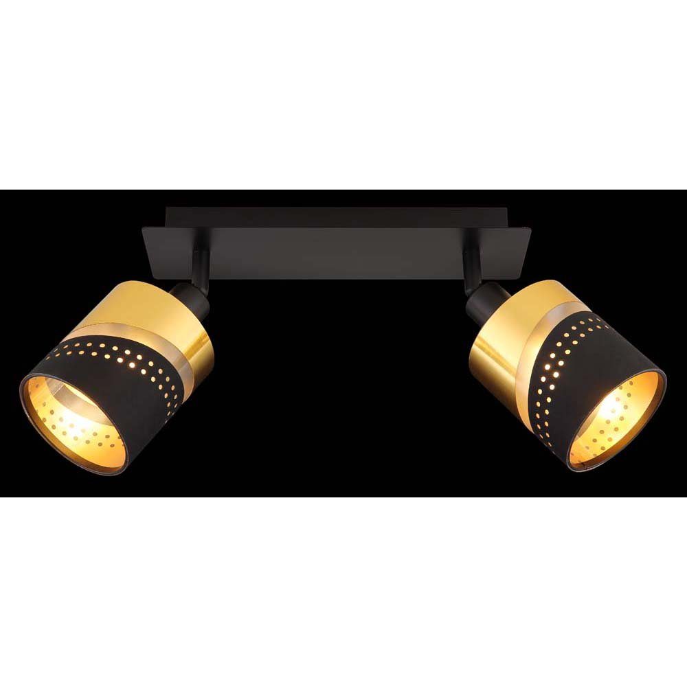 Metall Gold 2 Globo Schwarz-matt Flammig Deckenlampe Deckenleuchte Deckenleuchte,