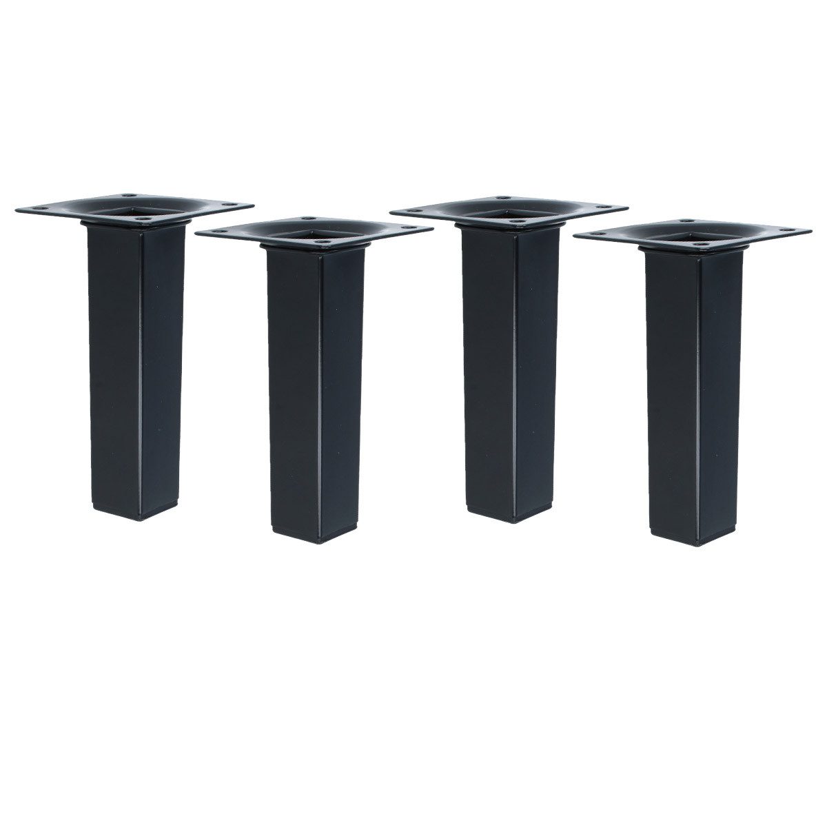 MS Beschläge Möbelfuß Schwarz eckig 4er Set Möbelbeine Stahl Stützfüsse