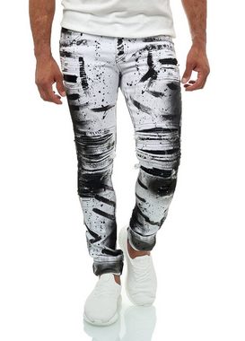 KINGZ Slim-fit-Jeans mit ausgefallener Batik-Waschung
