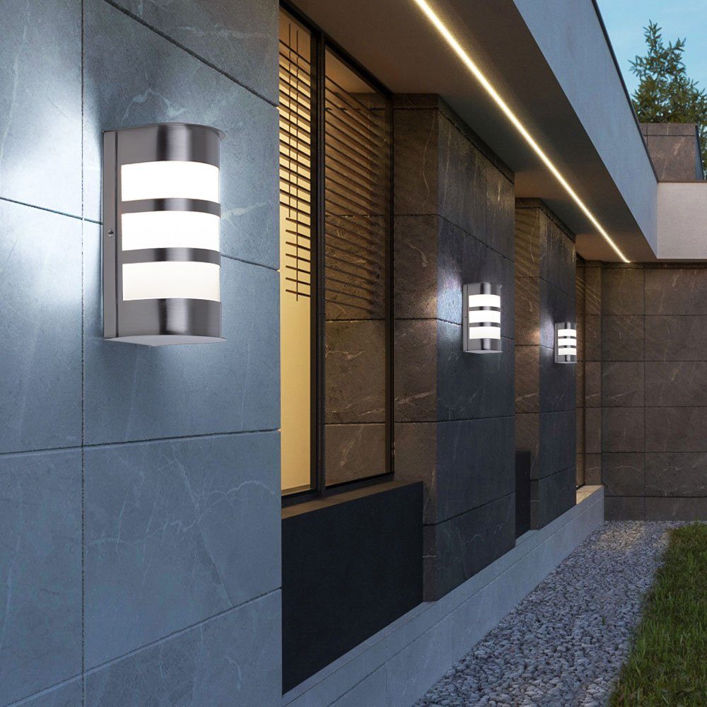 Lampe Leuchte etc-shop Fassaden- inklusive, Watt IP44 Leuchtmittel LED Warmweiß, Metall 7 Außen-Wandleuchte, Außen Wand