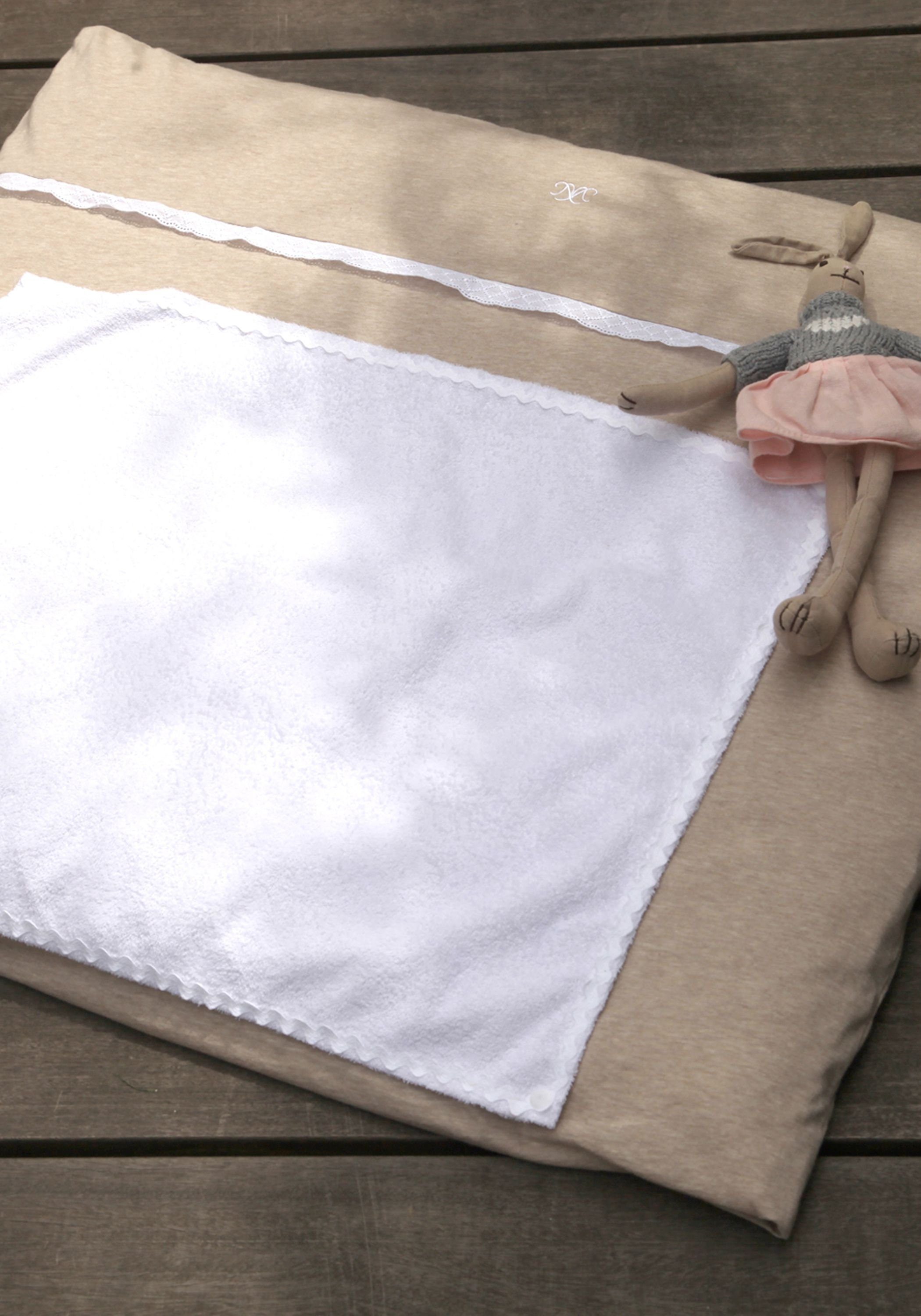 Nordic Coast Company Wickelauflage, Wickelauflage Beige Spitze 70x80 100% Baumwolle Wechselbares Handtuch
