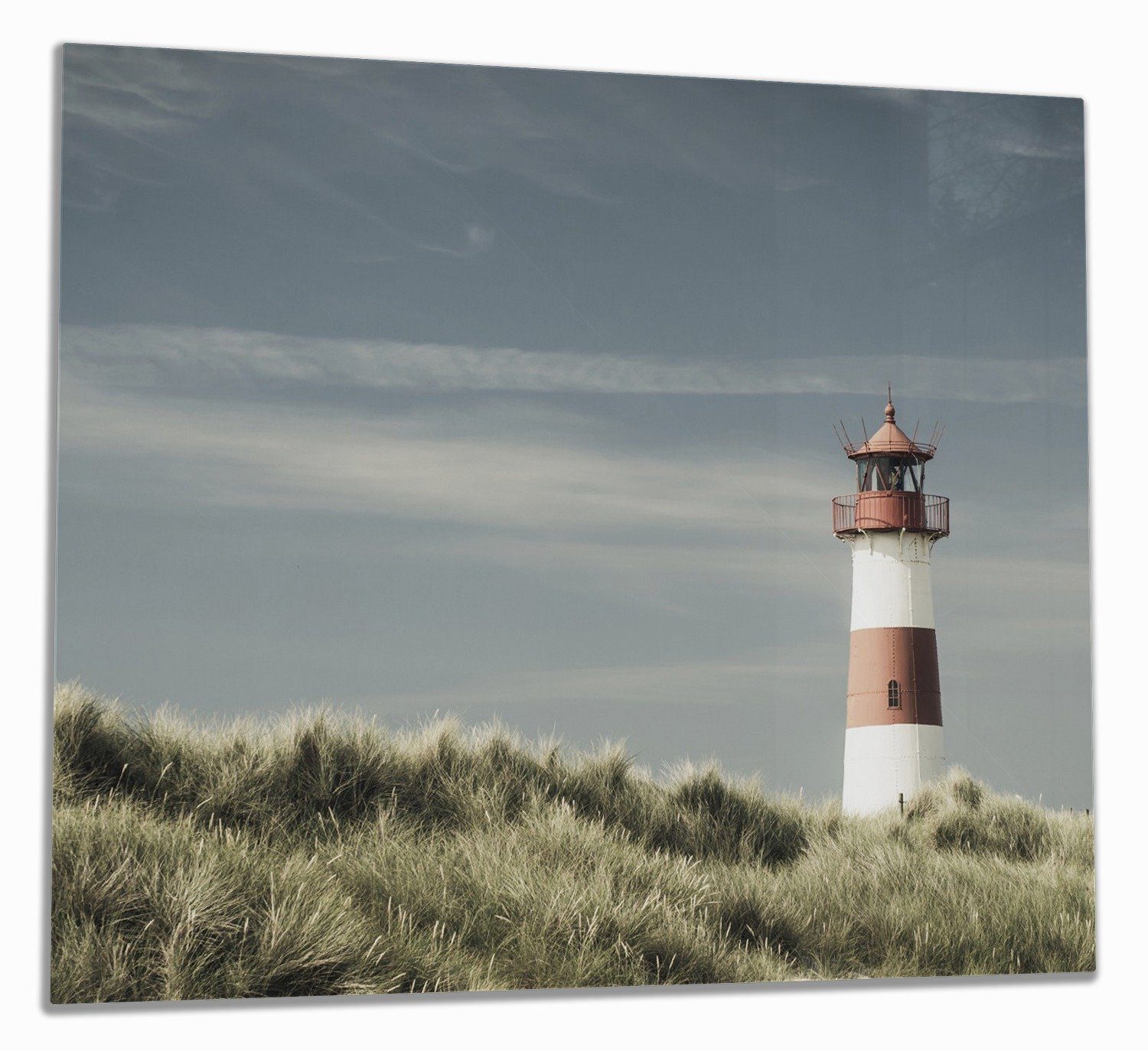 Wallario Herd-Abdeckplatte Größen ESG-Sicherheitsglas, Noppen), Düne 1 der (Glasplatte, Leuchtturm Strand, 5mm verschiedene am auf tlg., inkl