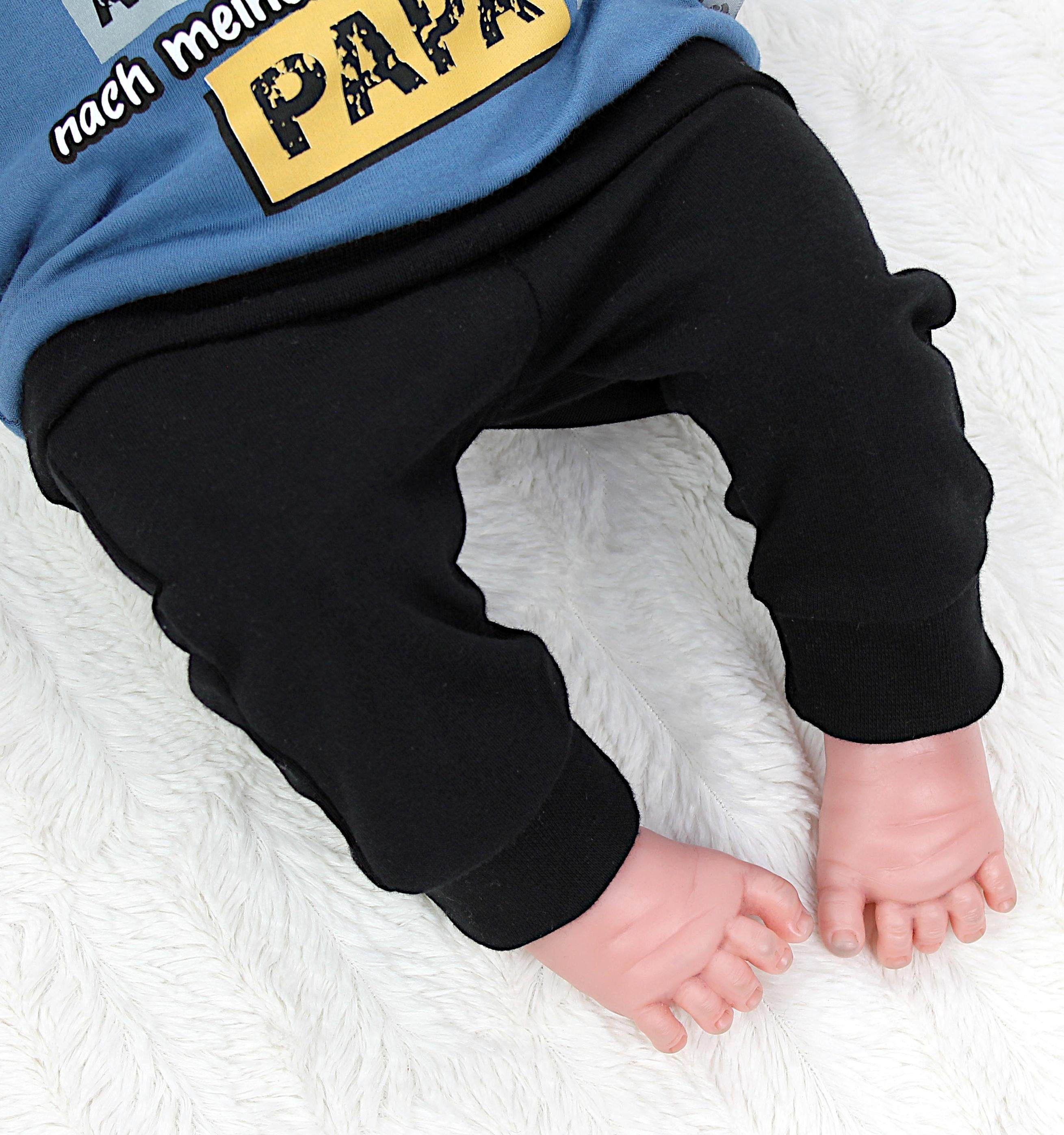 Erstausstattungspaket mit Baby Langarmshirt Jeansblau Ich versuche Print / Schwarz zu mich Spruch benehmen TupTam Babykleidung Jungen Outfit Babyhose