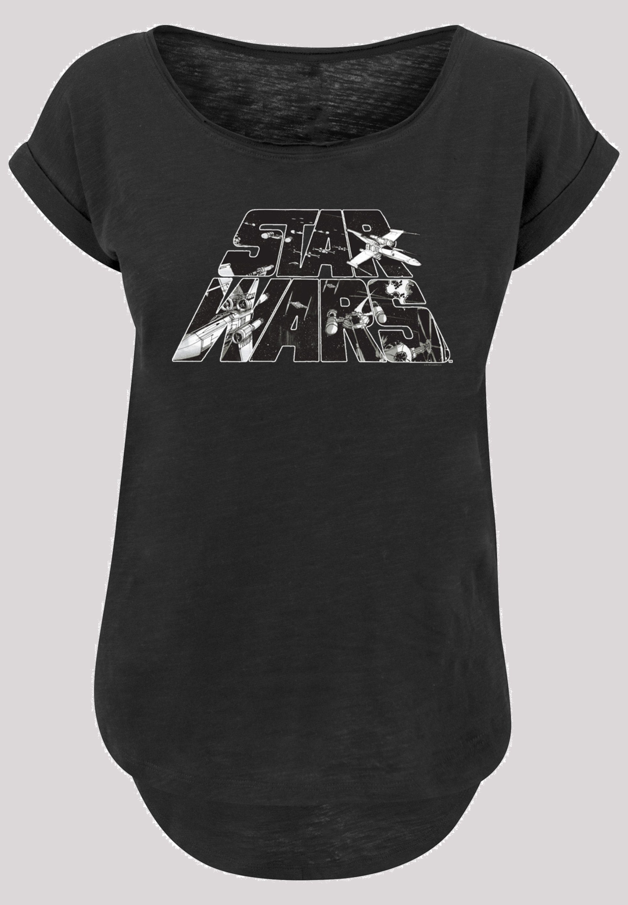 F4NT4STIC Kurzarmshirt Damen Star Wars Logo Space Sketch with Ladies Long  Slub Tee (1-tlg)