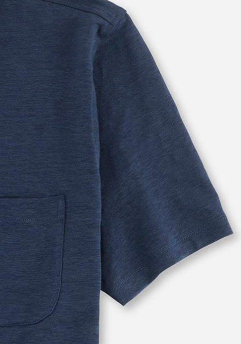 sommerlicher rauchblau Leinen mit Poloshirt OLYMP Casual-Optik im in Hemden-Look