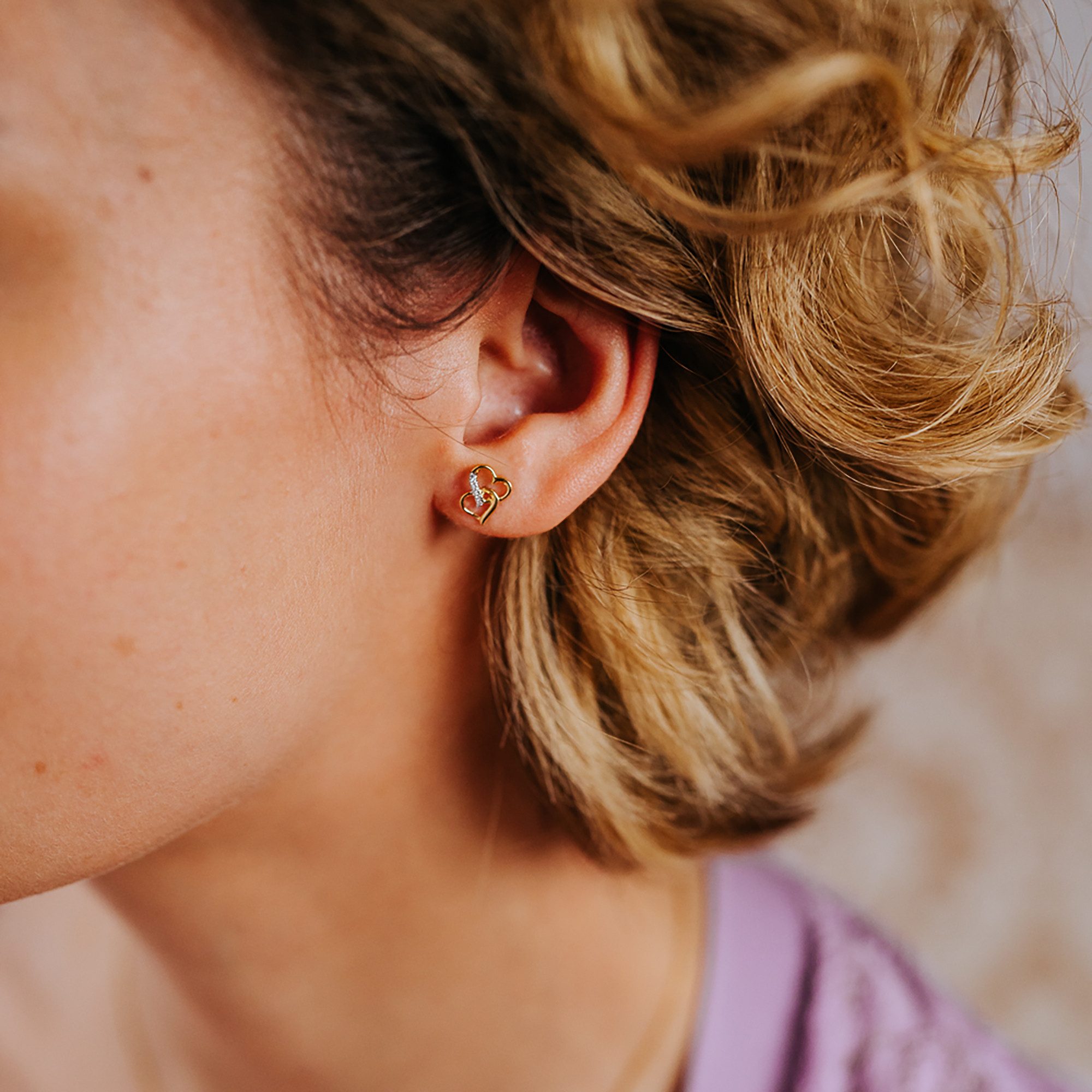 Julie Julsen Paar Ohrstecker 925/- Sterling Silber rhodiniert/vergoldet Herz 10 Zirkonia