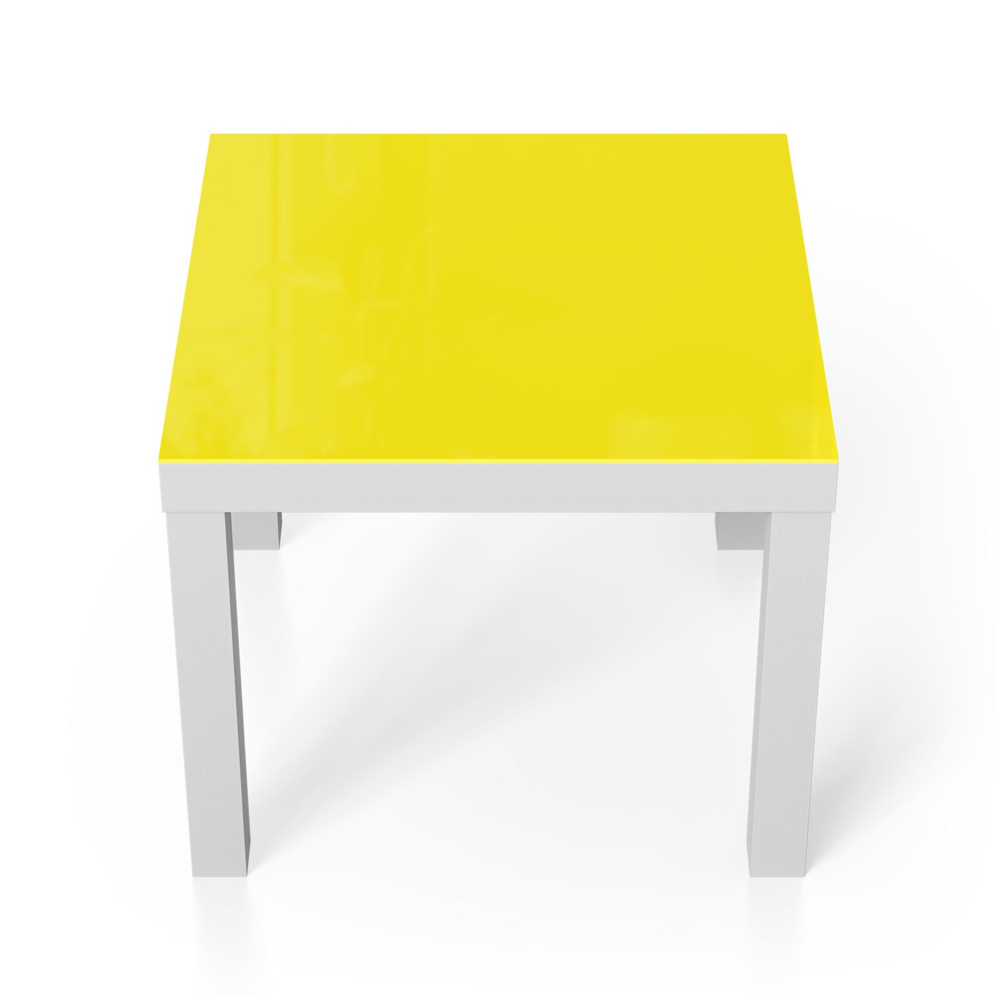 DEQORI Couchtisch 'Unifarben - Gelb', Glas Beistelltisch Glastisch modern Weiß