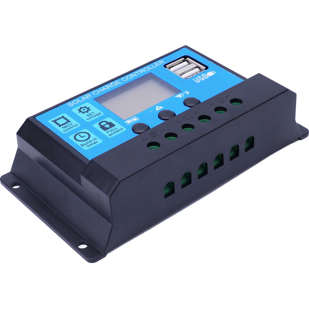 Casativo Solarladeregler Solar-Laderegler 20A 12/24V PWM Lademodus, LCD-Display & 2x USB-Ports, Solarregler für 12- und 24-V-Akkus/ideal für Wohnmobil, Boot