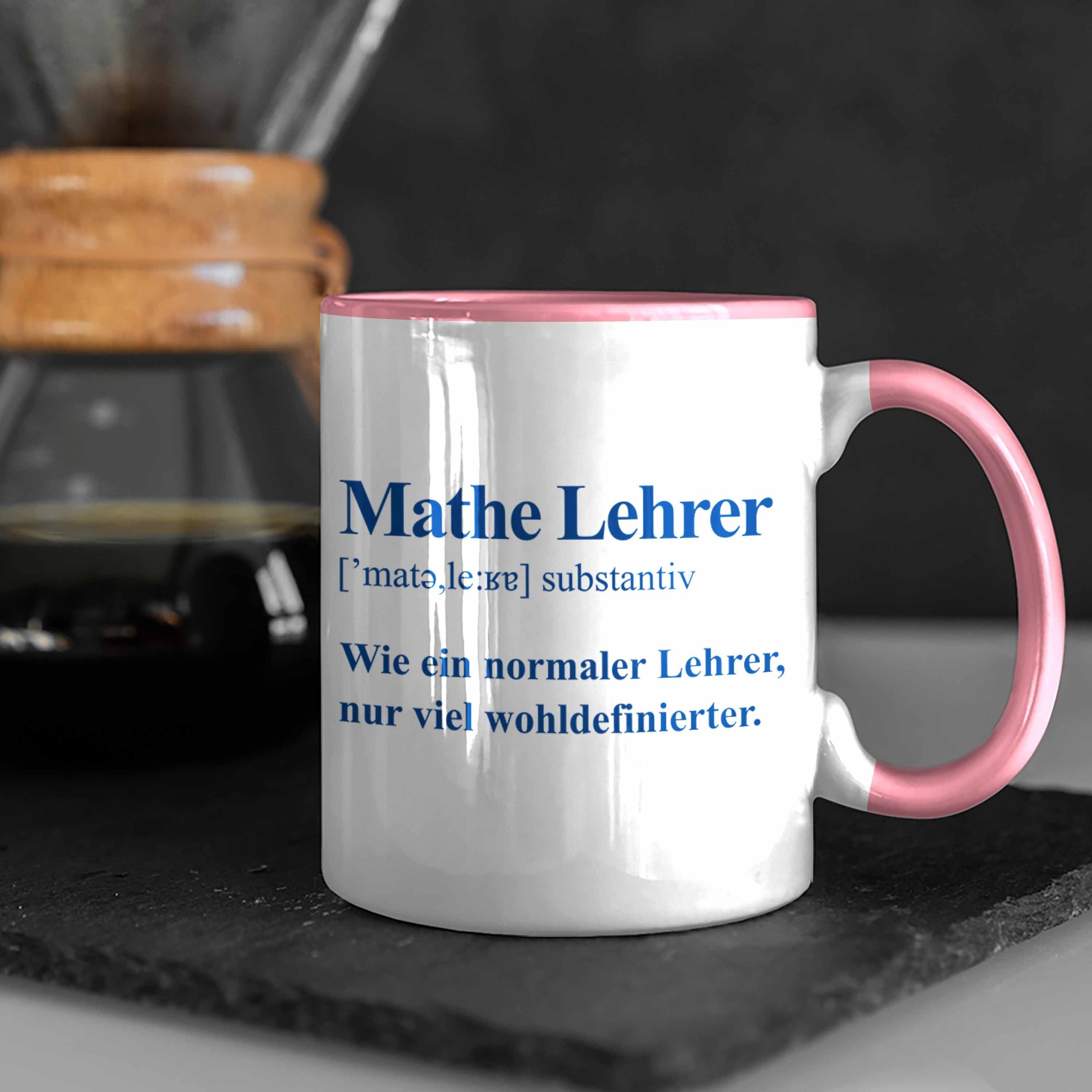 Trendation Tasse Trendation Mathe Tasse Mathelehrer Mathematiker Spruch Lehrer Rosa Lustig Tassen mit Geschenk Kaffeetasse 