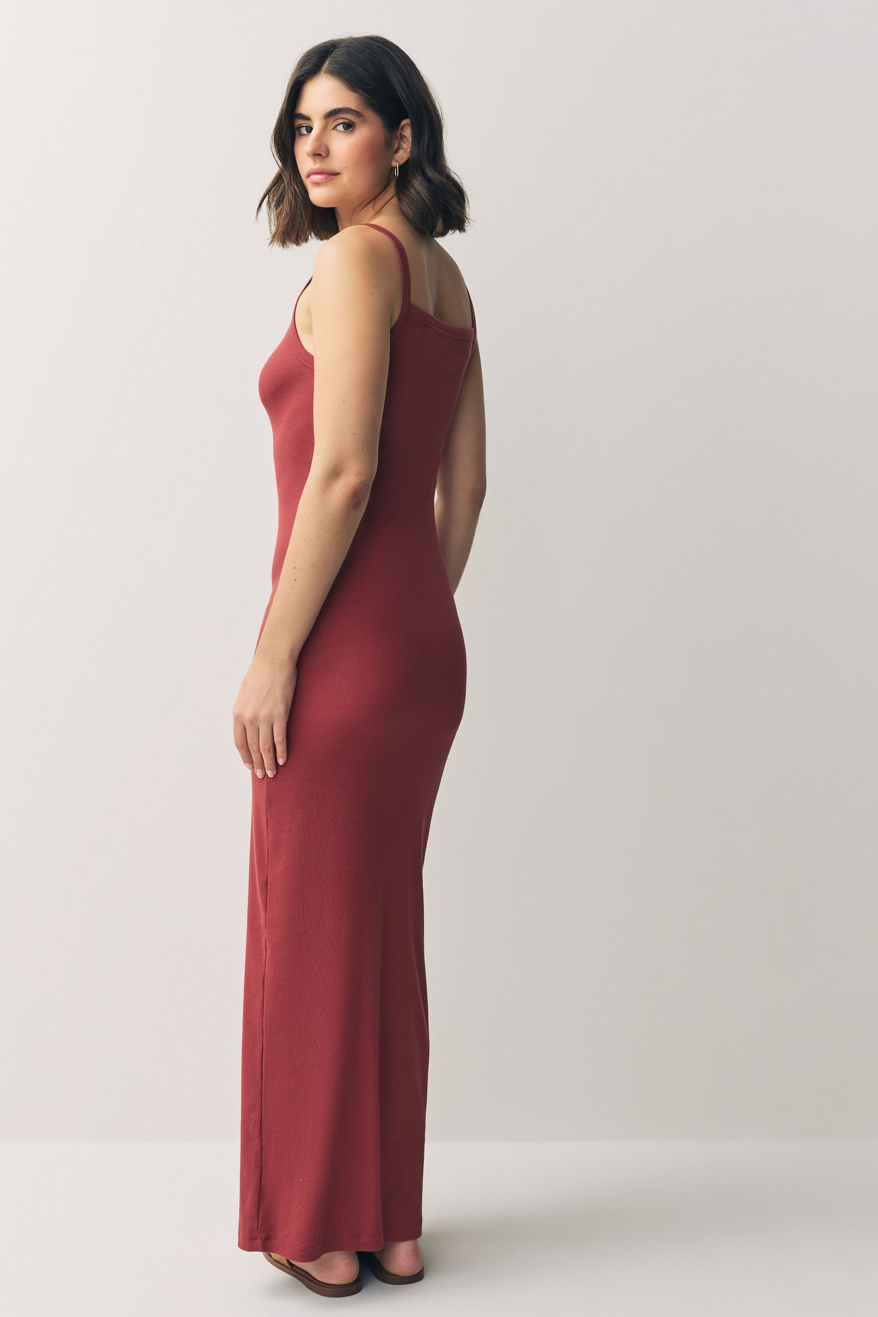 Next Trägerkleid Geripptes Maxikleid mit schmalen Trägern (1-tlg) günstig online kaufen