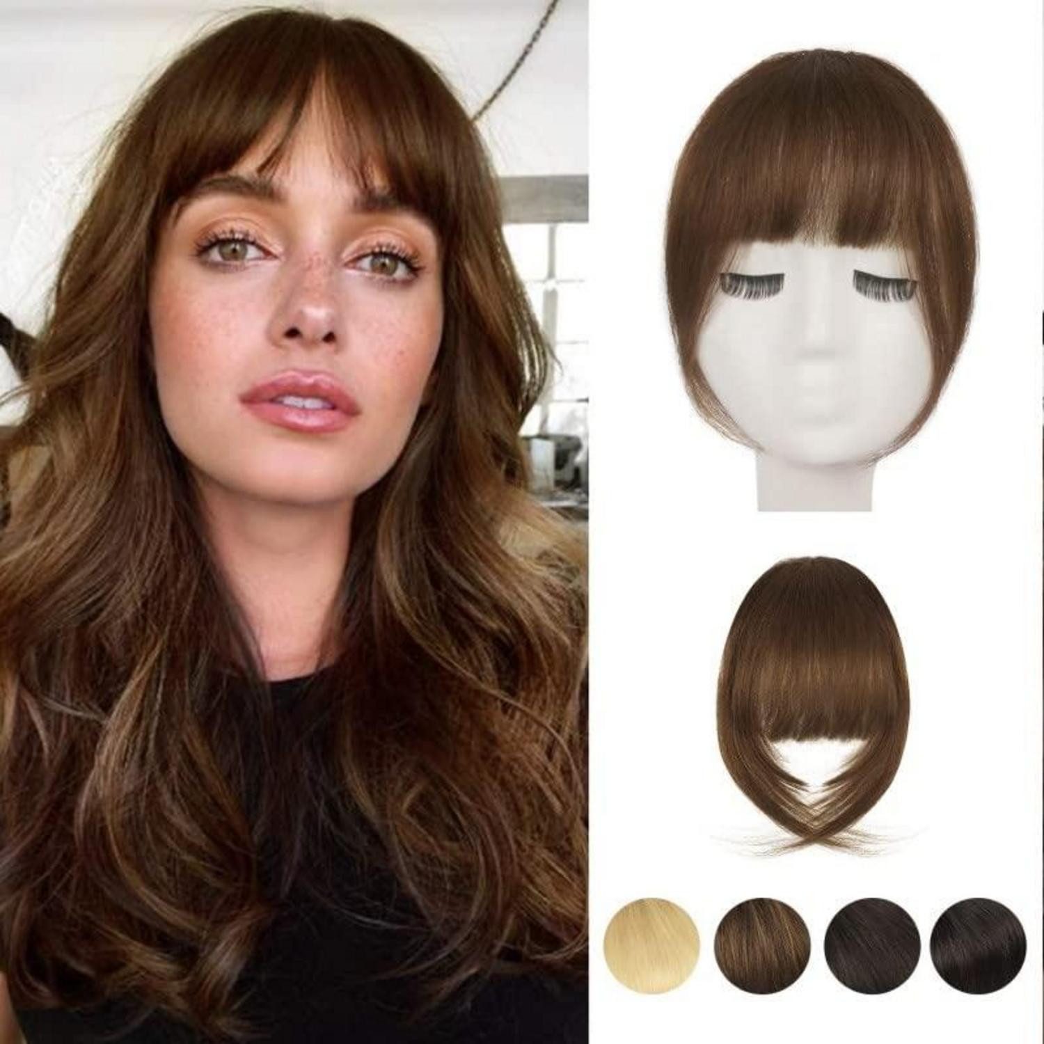 Echthaar-Extension Menschliches Haar Clip in Pony Mittelbraun Extensions fran Französisch