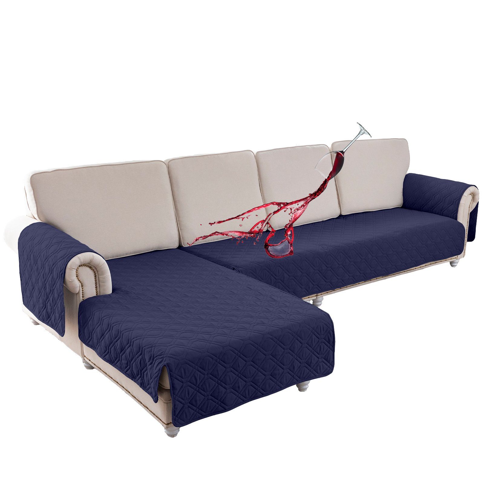 BTTO, Wohnaccessoires Wasserdicht Navy Sofabezüg L, Doppel form L/Rechts blau sofabezug,Links für Sofahussen Sofahusse 2er Sofaschoner l