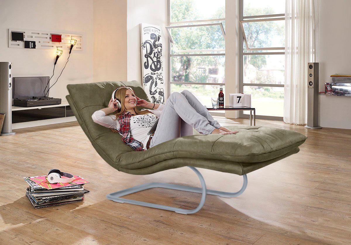 W.SCHILLIG Relaxliege daily dreams, in Waffelkissen-Optik, wahlweise mit Motor, silber matt, in 2 Breiten