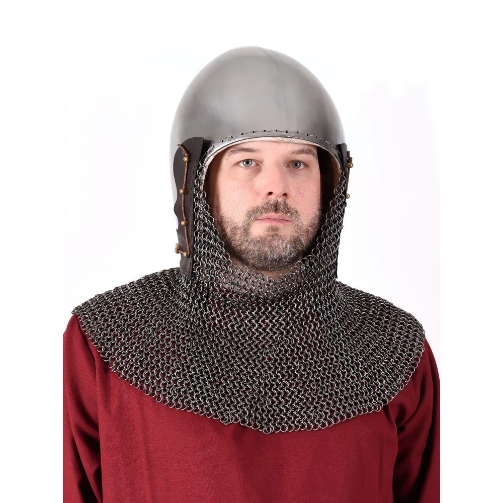 Ritter-Kostüm Beckenhaube mit Kettenbrünne, 2 mm Stahl - schaukampftauglich