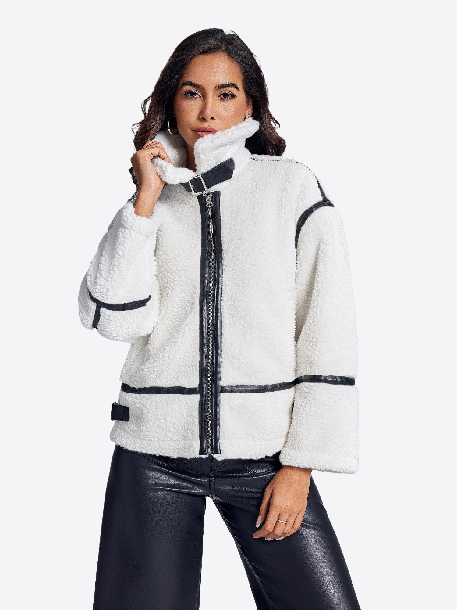 Imily Bela Fellimitatjacke Damen-Flauschmantel mit Reißverschluss (Packung, günstig online kaufen