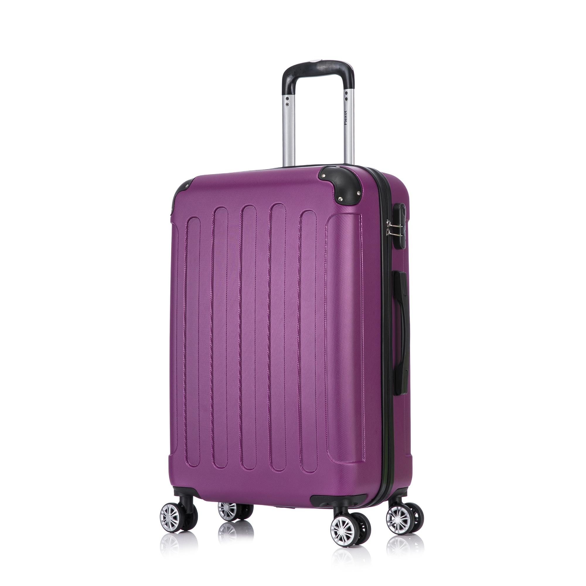 Flexot Hartschalen-Trolley F-2045 Kofferset, 360° Rollen, robuster Reisekoffer, Bordcase, 4 Rollen, Robuster und moderner Koffer mit vier 360° Rollen und Zahlenschloss