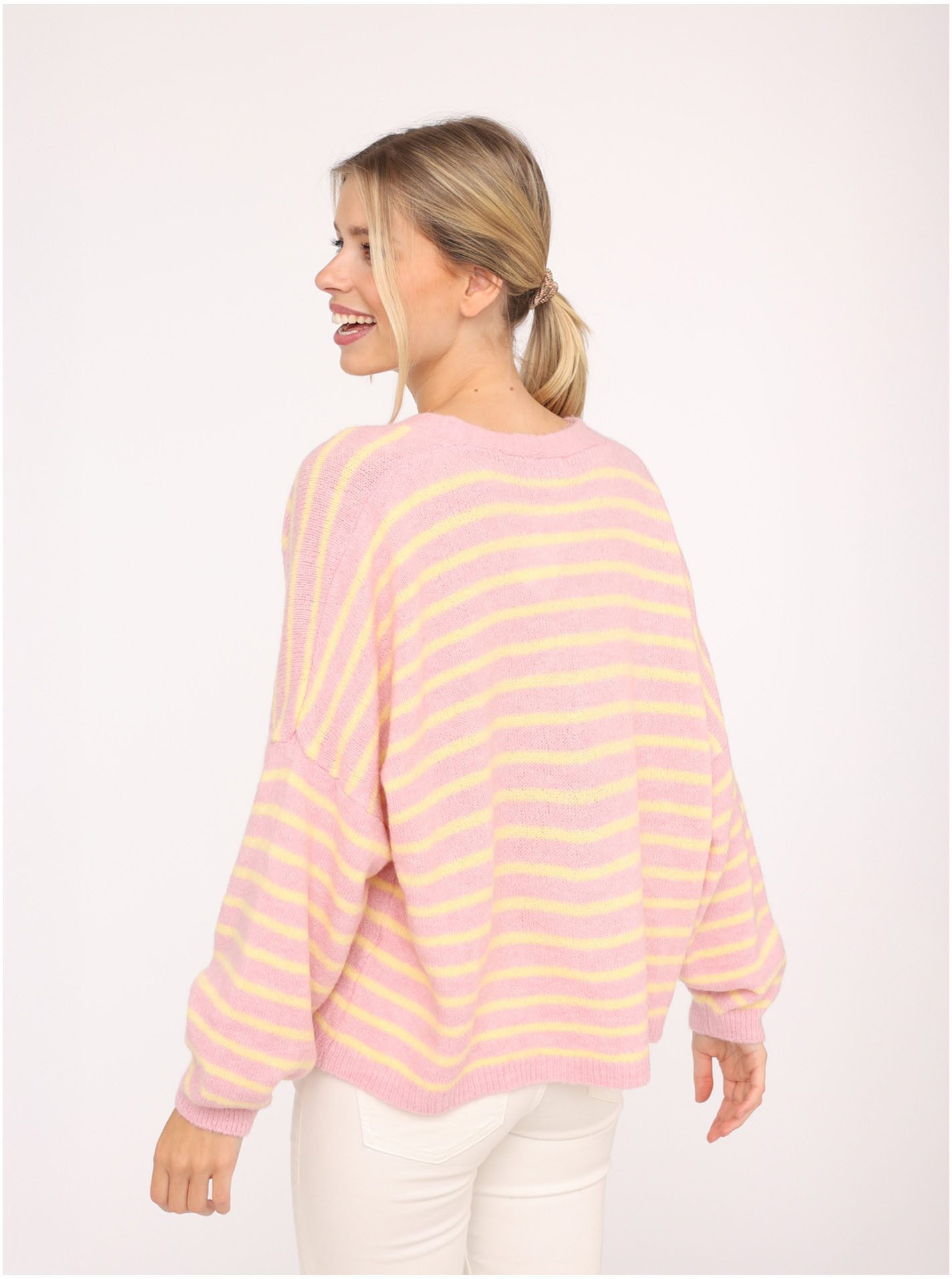 Zwillingsherz Strickjacke "Streifen" One Size, Loose-Fit, Langarm, Wollante günstig online kaufen