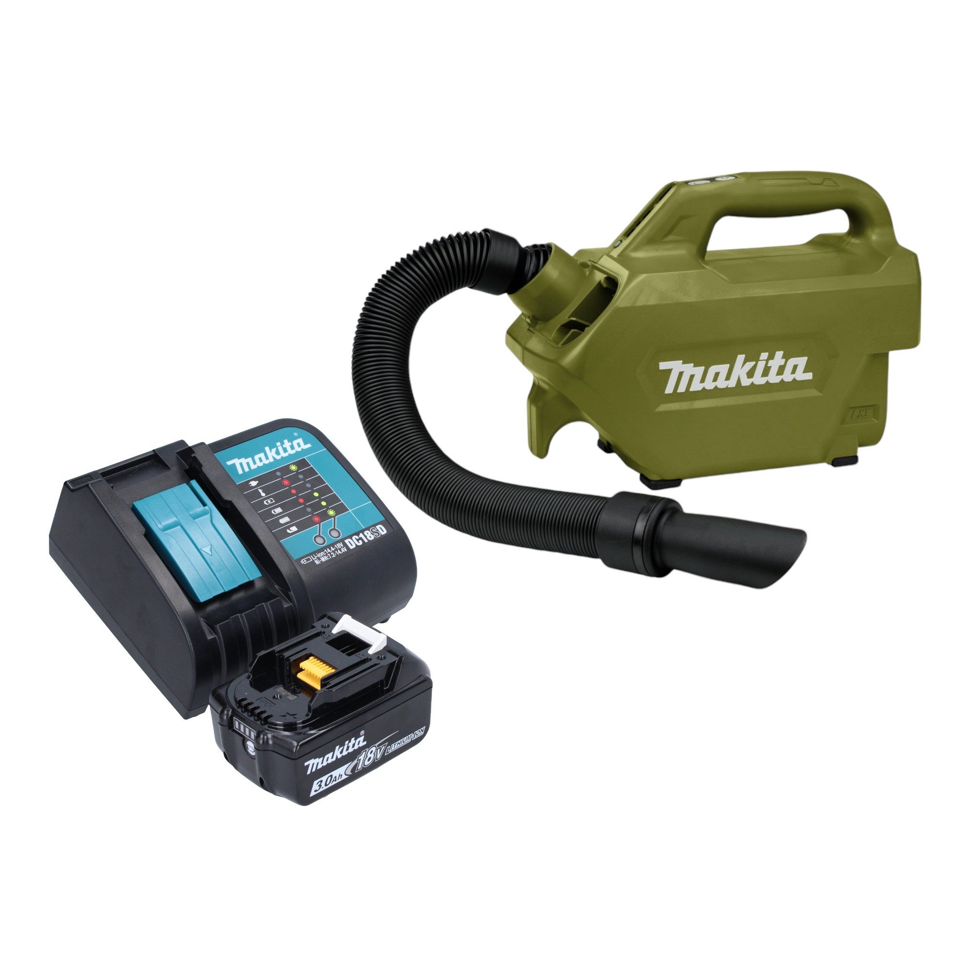 Makita Akku-Handstaubsauger DCL 184 SFO Akku Staubsauger 18 V 54 mbar 0,5 l Olive Outdoor