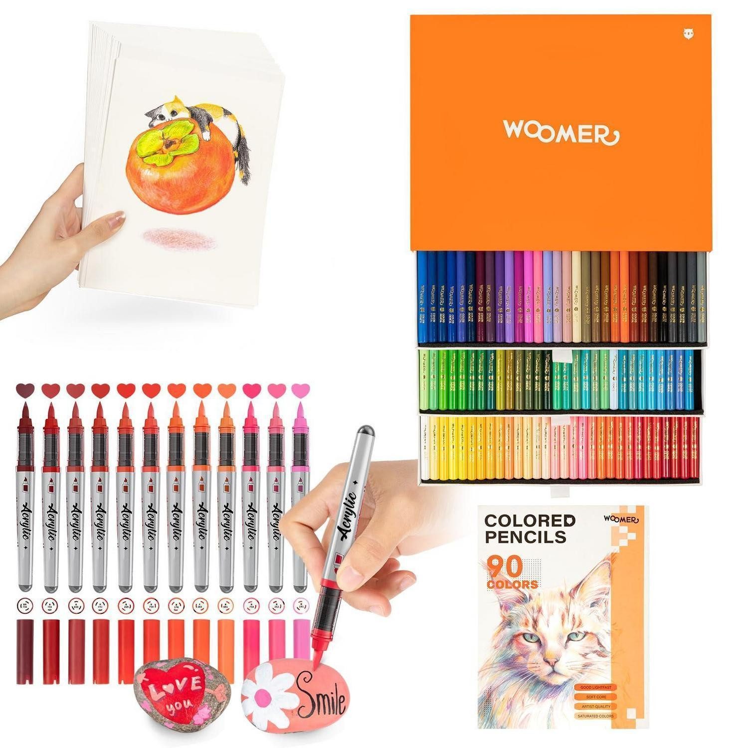 LuxusKollektion Marker Acrylmarker Set 12 Rottöne mit Buntstiften