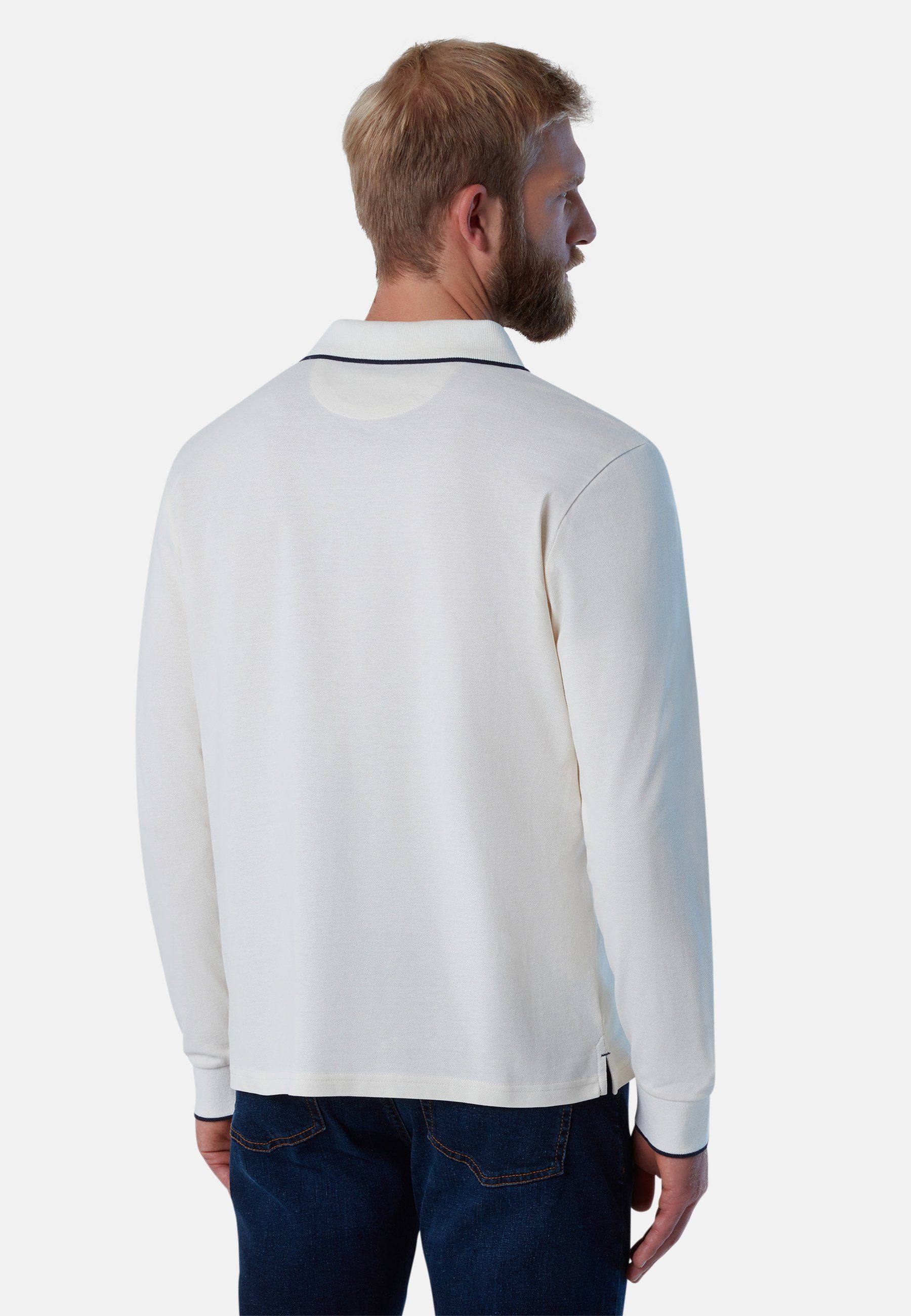 Langärmeliges klassischem Poloshirt Poloshirt mit North weiss Sails Design