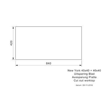REGINOX Edelstahlspüle Reginox Einbaubecken New York 40/40X40 Edelstahl mit Handbetätigung, 58/44 cm