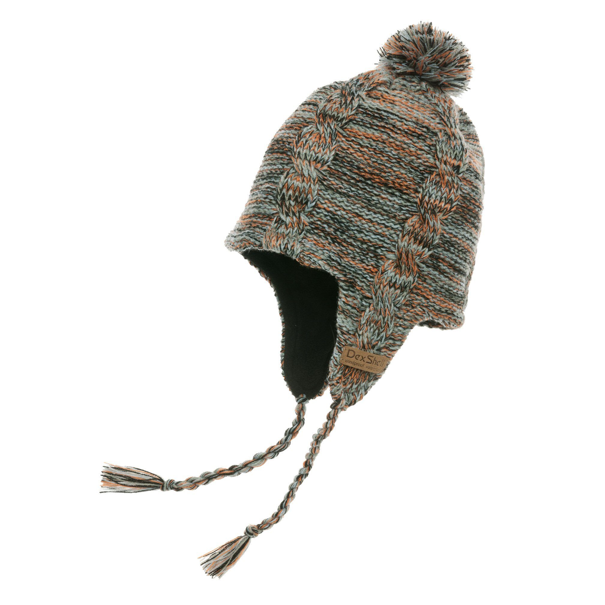 DexShell Beanie Earflap Pom braun Herren/Damen