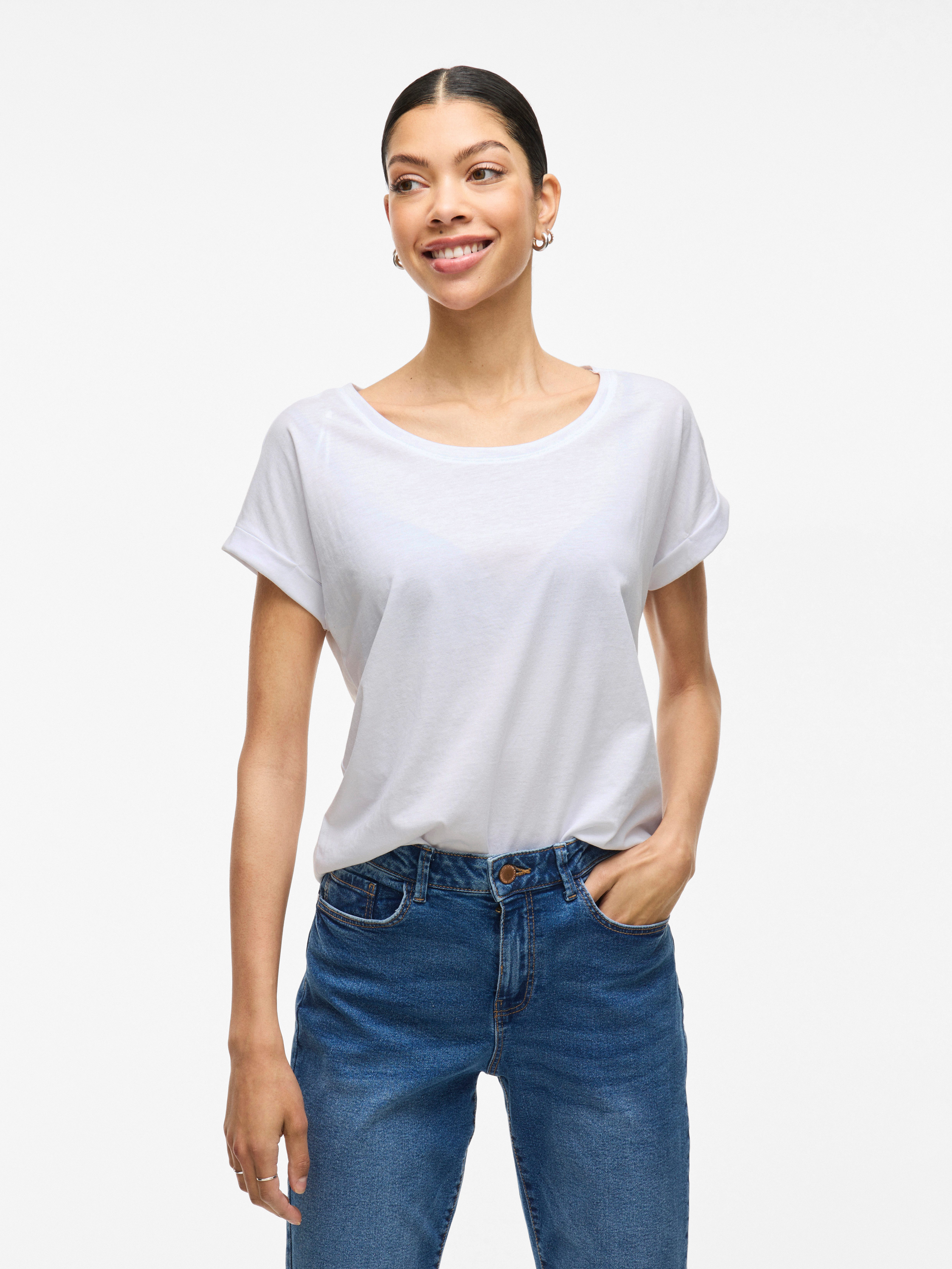 Vila Rundhalsshirt VIDREAMERS NEW PURE T-SHIRT/SU-NOOS Baumwollmischung, regular fit