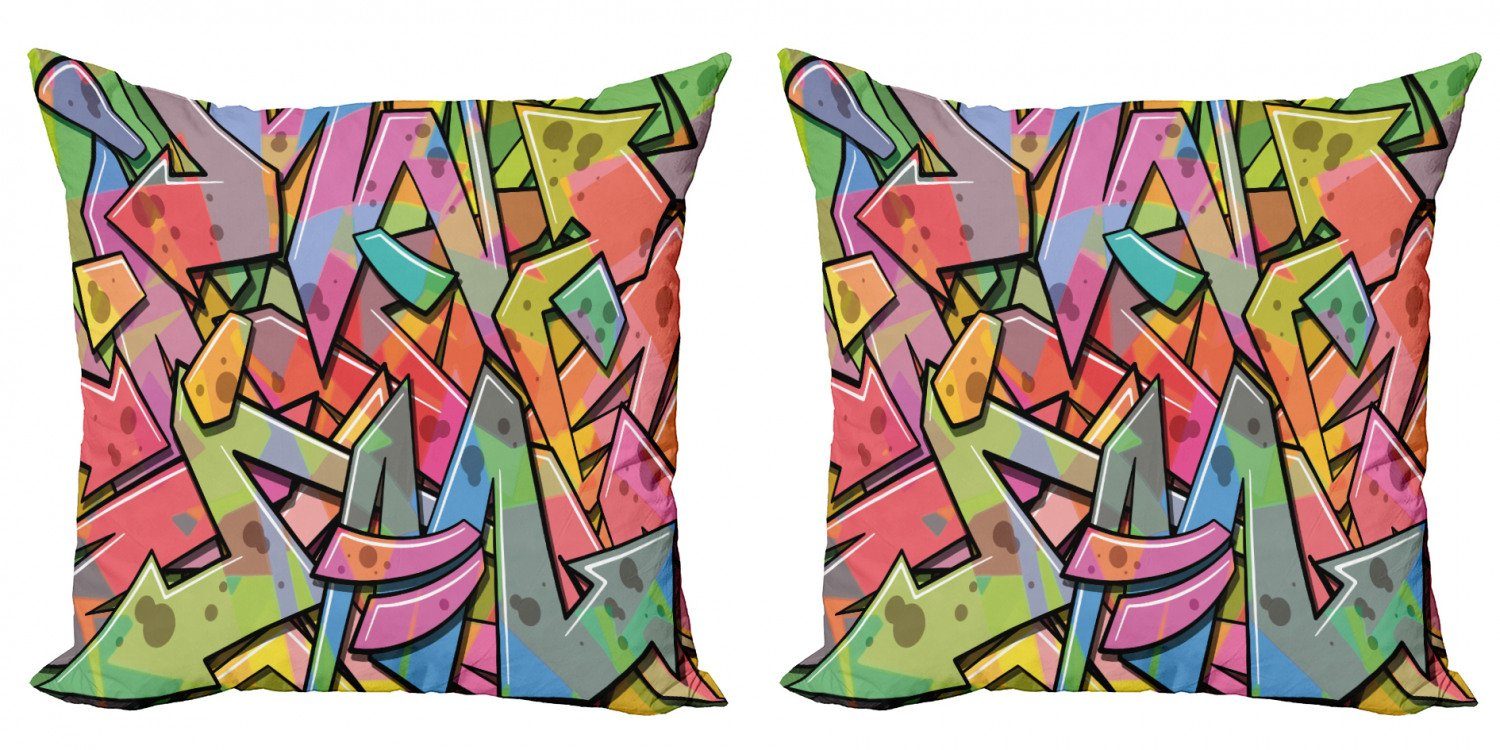 Kissenbezüge Modern Accent Doppelseitiger Digitaldruck, Abakuhaus (2 Stück), Bunt Abstrakte Grunge Arrows