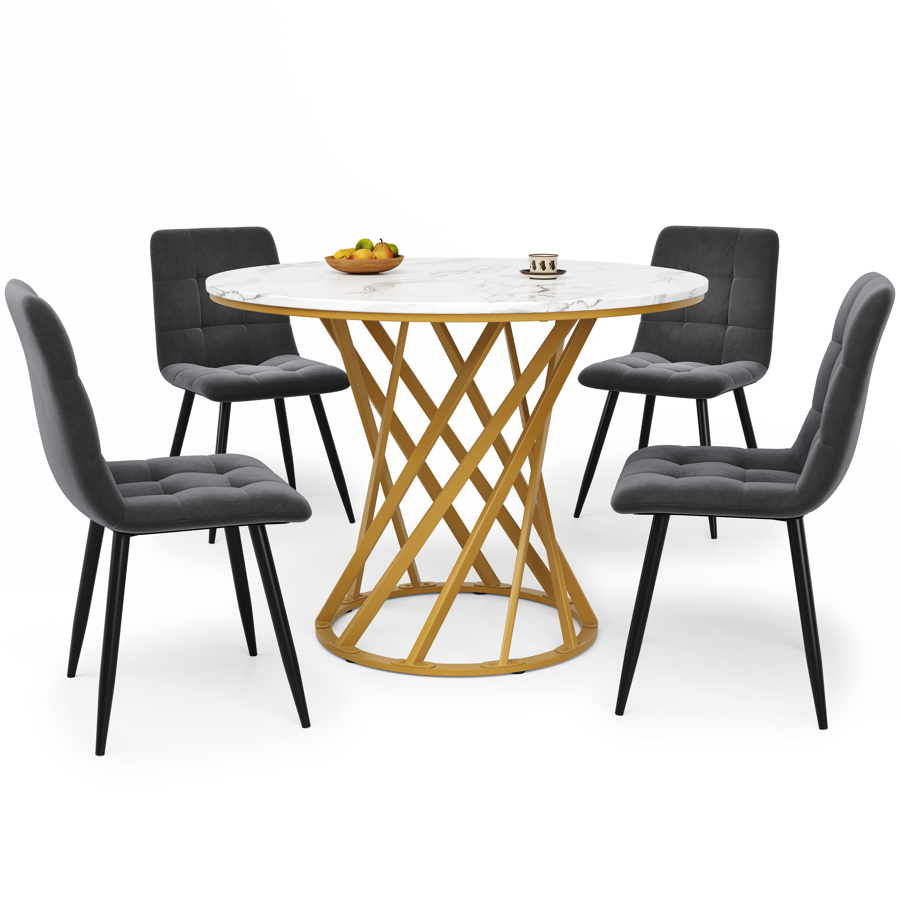 OKWISH Essgruppe Esstisch,Esszimmerstühle,Esstisch-Set, (5-tlg., Stuhl:44*4 günstig online kaufen