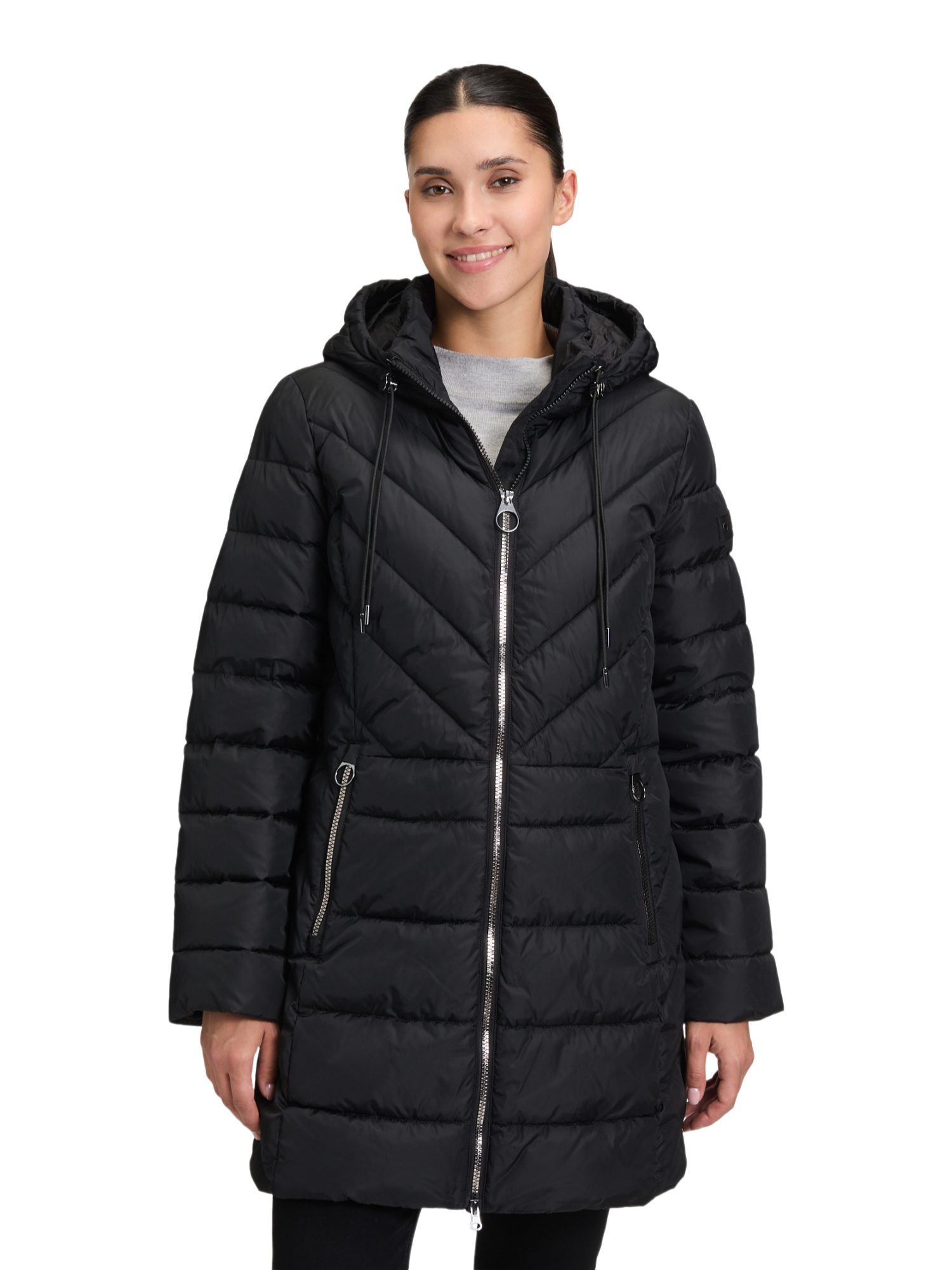 Betty Barclay Wolljacke schwarz,Outdoor,Polyamid,Unifarben,Stehkragen,Lang,Tailliert