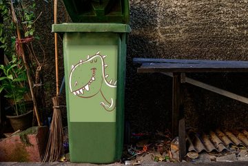 MuchoWow Wandsticker Dinosaurier - Tiere - Grün - Zeichnung - Kinder - Kinder (1 St), Mülleimer-aufkleber, Mülltonne, Sticker, Container, Abfalbehälter