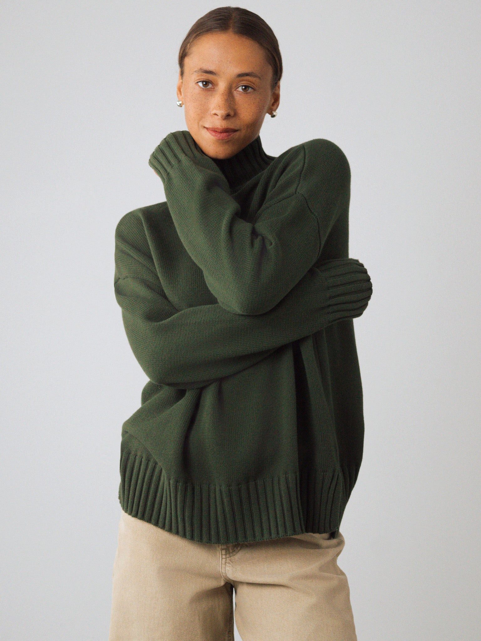 HONEST BASICS Strickpullover Mock-Pullover aus Bio-Baumwolle