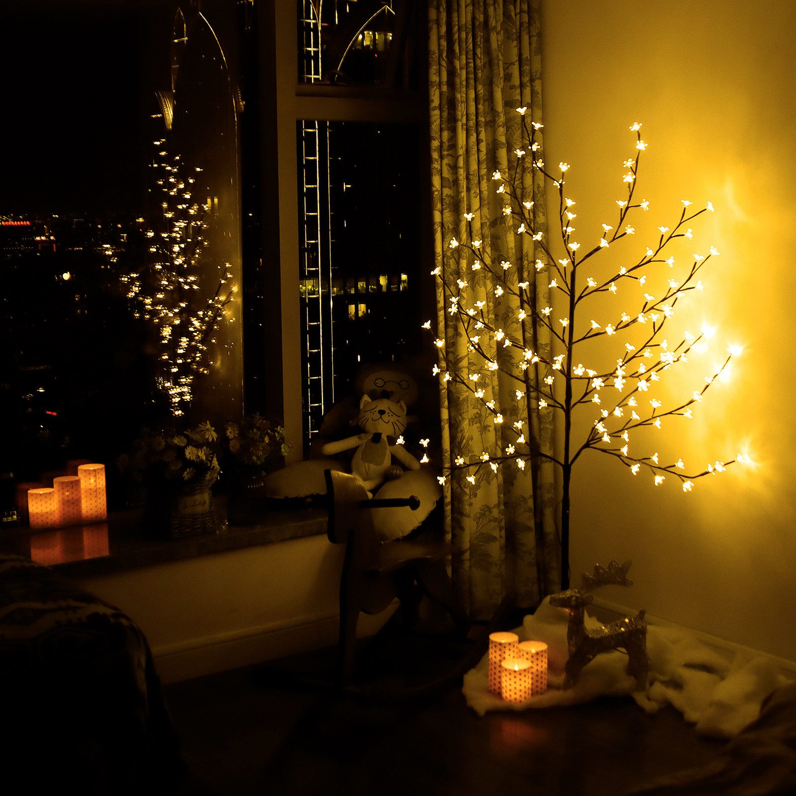 CCLIFE LED Baum Led Lichterbaum Indoor Weihnachtsbaum, Kirschblütenbaum Lichterdeko