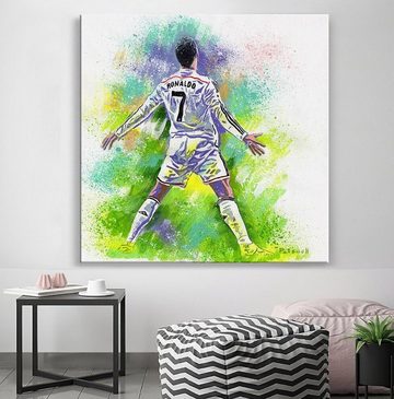 TPFLiving Kunstdruck (OHNE RAHMEN) Poster - Leinwand - Wandbild, Berühmte Fußballspieler - Christiano Ronaldo - Lionel Messi (Leinwand Wohnzimmer, Leinwand Bilder, Kunstdruck), Leinwandbild bunt - Größe 20x20cm