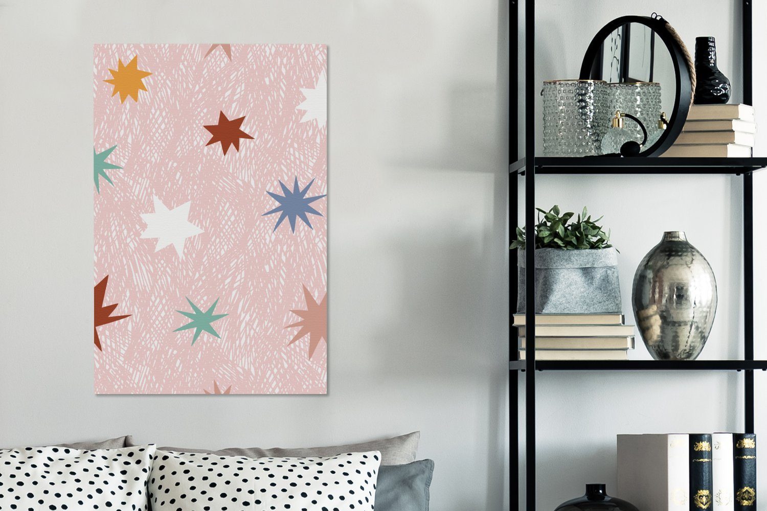 OneMillionCanvasses® Leinwandbild Sterne Wohnzimmer 40x60 St), Bilder Leinwand - - bunt Schlafzimmer, cm (1 Rosa für Kinder
