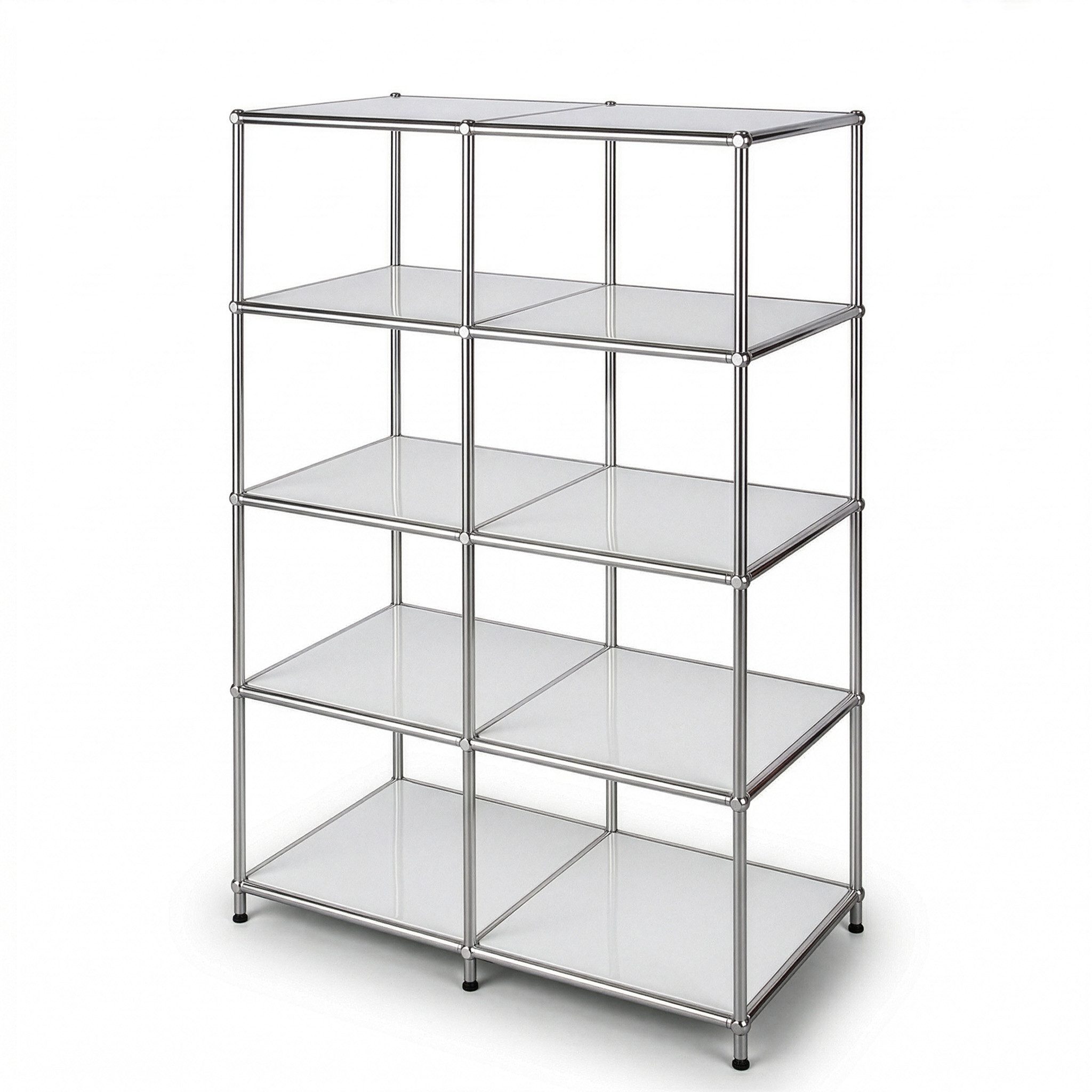 Floordirekt Bücherregal Standregal Concept Epure MK-015 Raumteiler, verchromtes Metallgestell, höhenverstellbare Kunststofffüße, 5 Ablagen, B78×T40×H118 cm