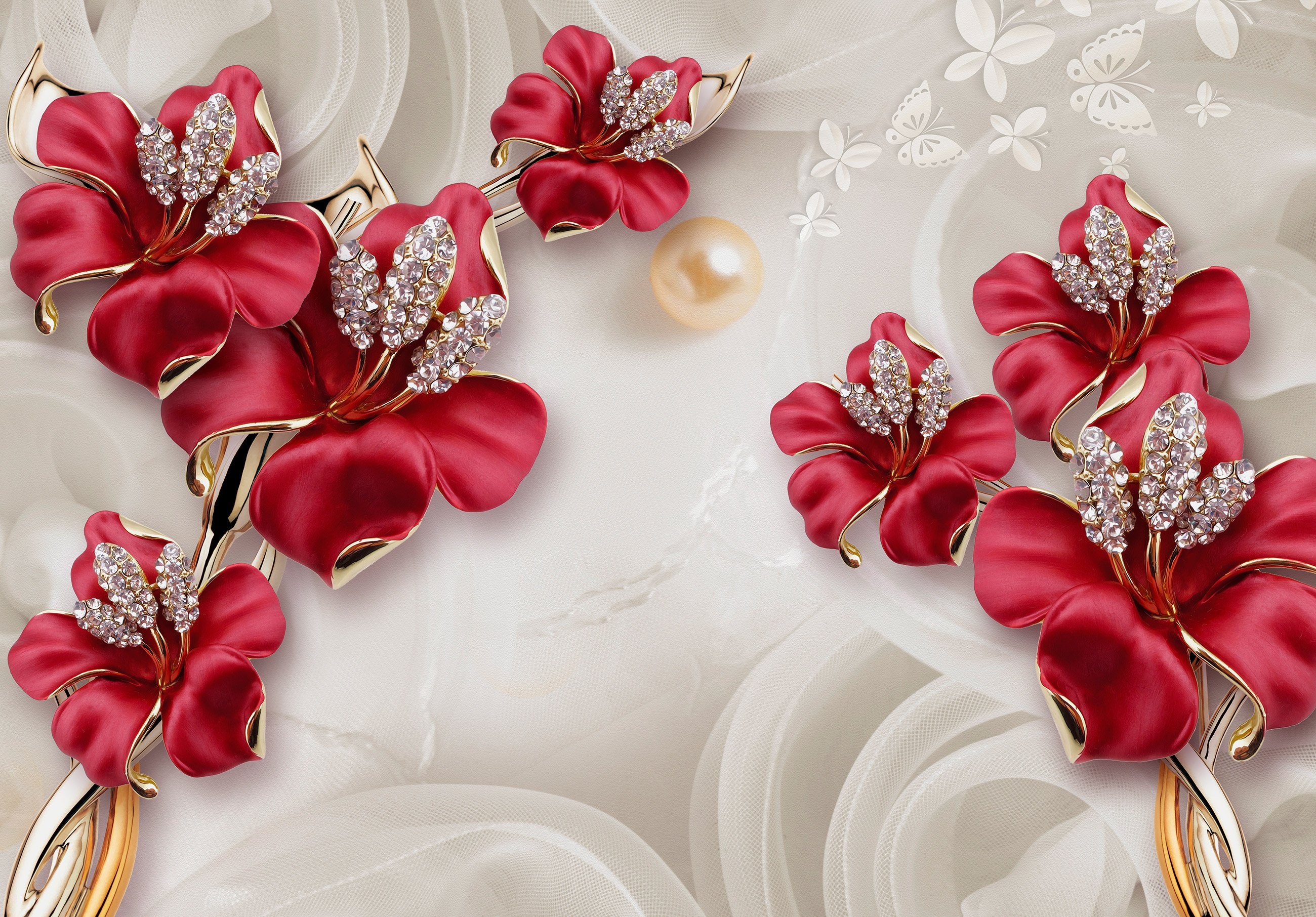 Wallarena Fototapete 3D EFFEKT Blumen Luxus günstig online kaufen