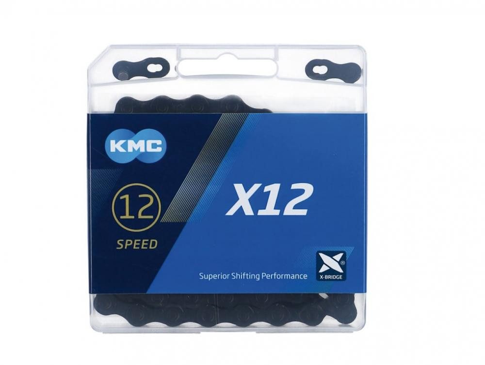 Fahrradkette KMC Schaltungskette X12 Black Tech 1/2Zollx11/128Zoll 126 Glieder 12-f