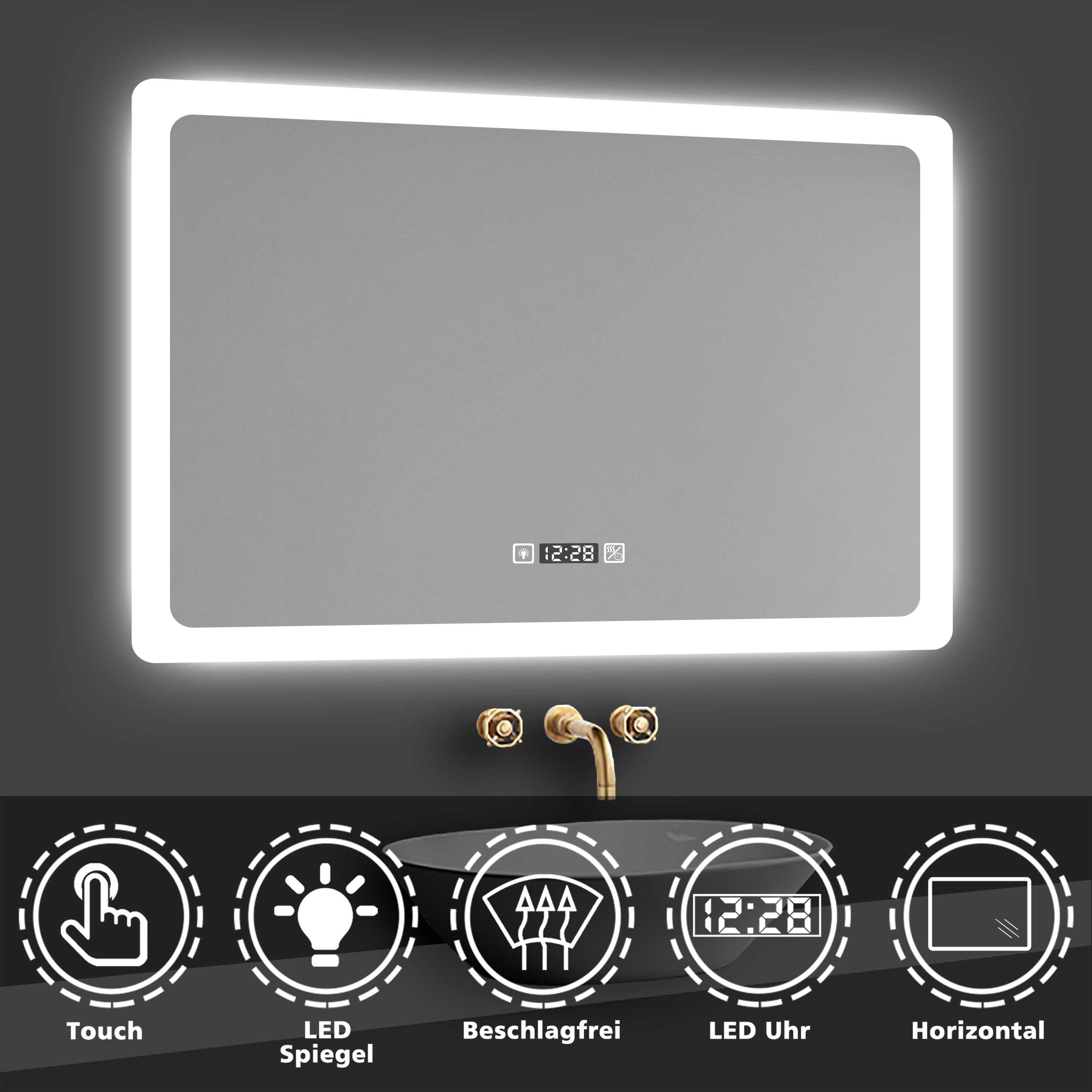 duschspa Badspiegel 50-160cm Spiegel Touch, Wandschalter, günstig online kaufen
