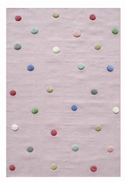 Kinderteppich Colordots, Happy Rugs, rechteckig, Höhe: 15 mm, Wollteppich