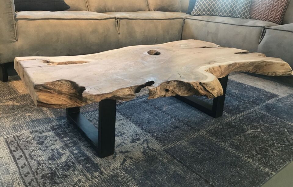 Couchcenter Couchtisch Teakholz Baumkanten Wohnzimmer Tisch günstig online kaufen