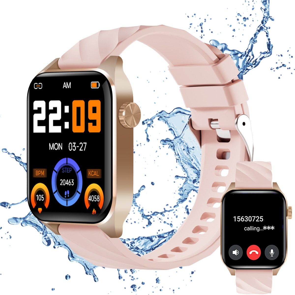 Smartwatch Damen Herren mit Bluetooth Anrufe Smartwatch