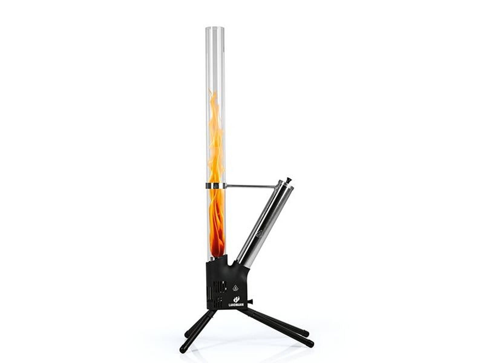 LANDMANN Feuerstelle 15330, (Einzeln, inkl. Ascheschublade), Pellet-Feuersäule, hitzebeständiges Glas