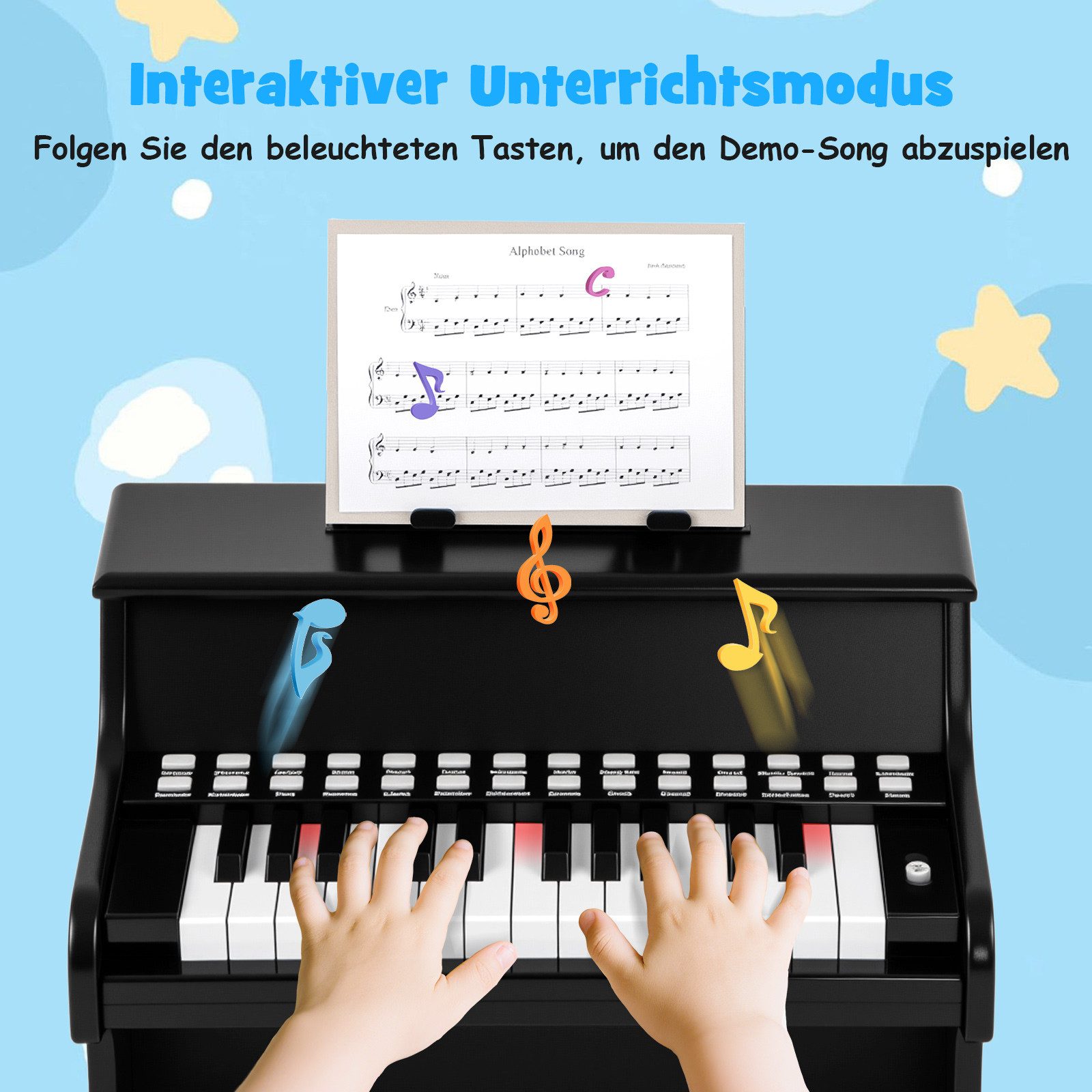 COSTWAY Spielzeug-Musikinstrument, 25 Tasten Digitalpiano Kinder, mini elektrisches Klavier