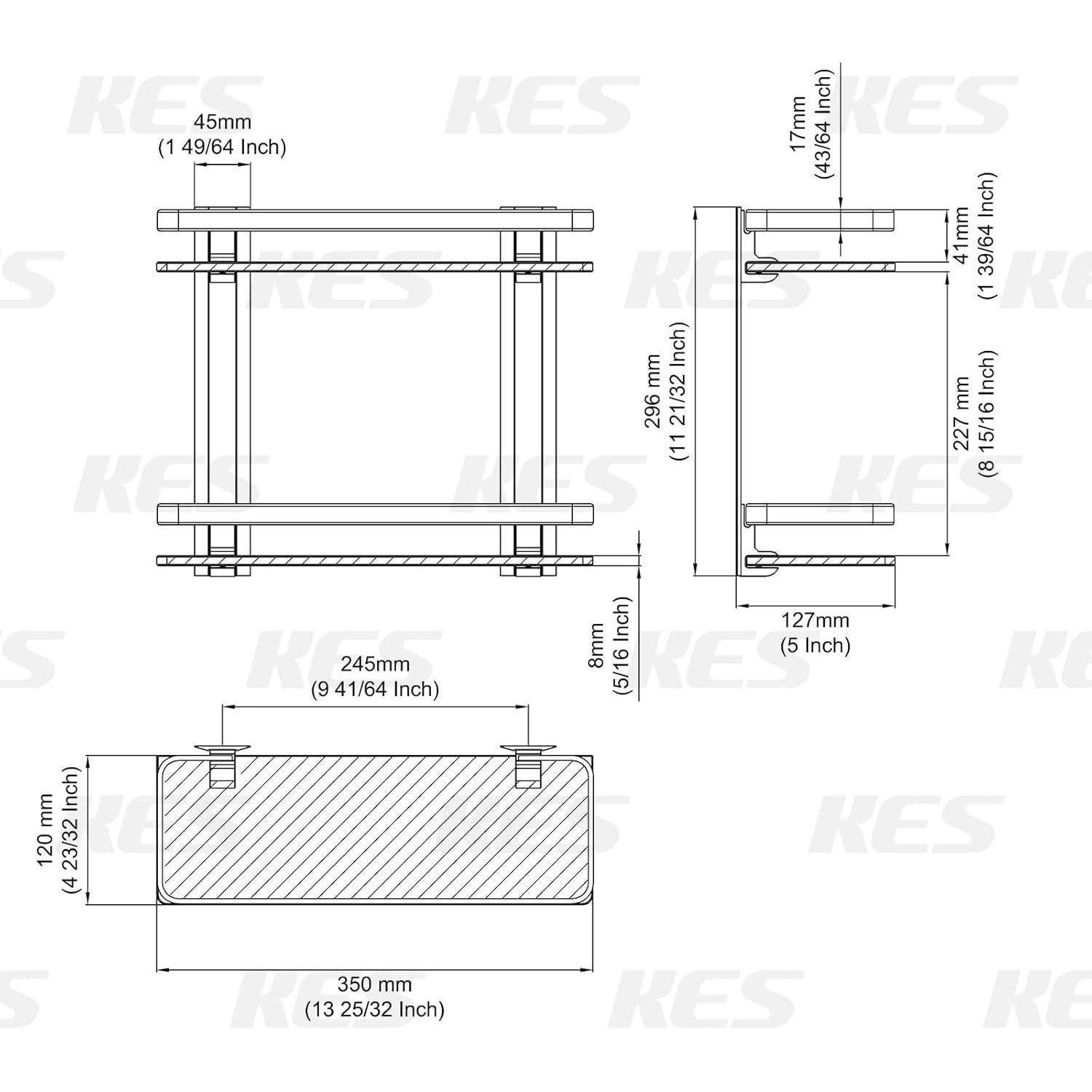 LuxusKollektion Duschregal Glasregal Duschablage 8mm Hartglas Wandmontage Aluminium Silber