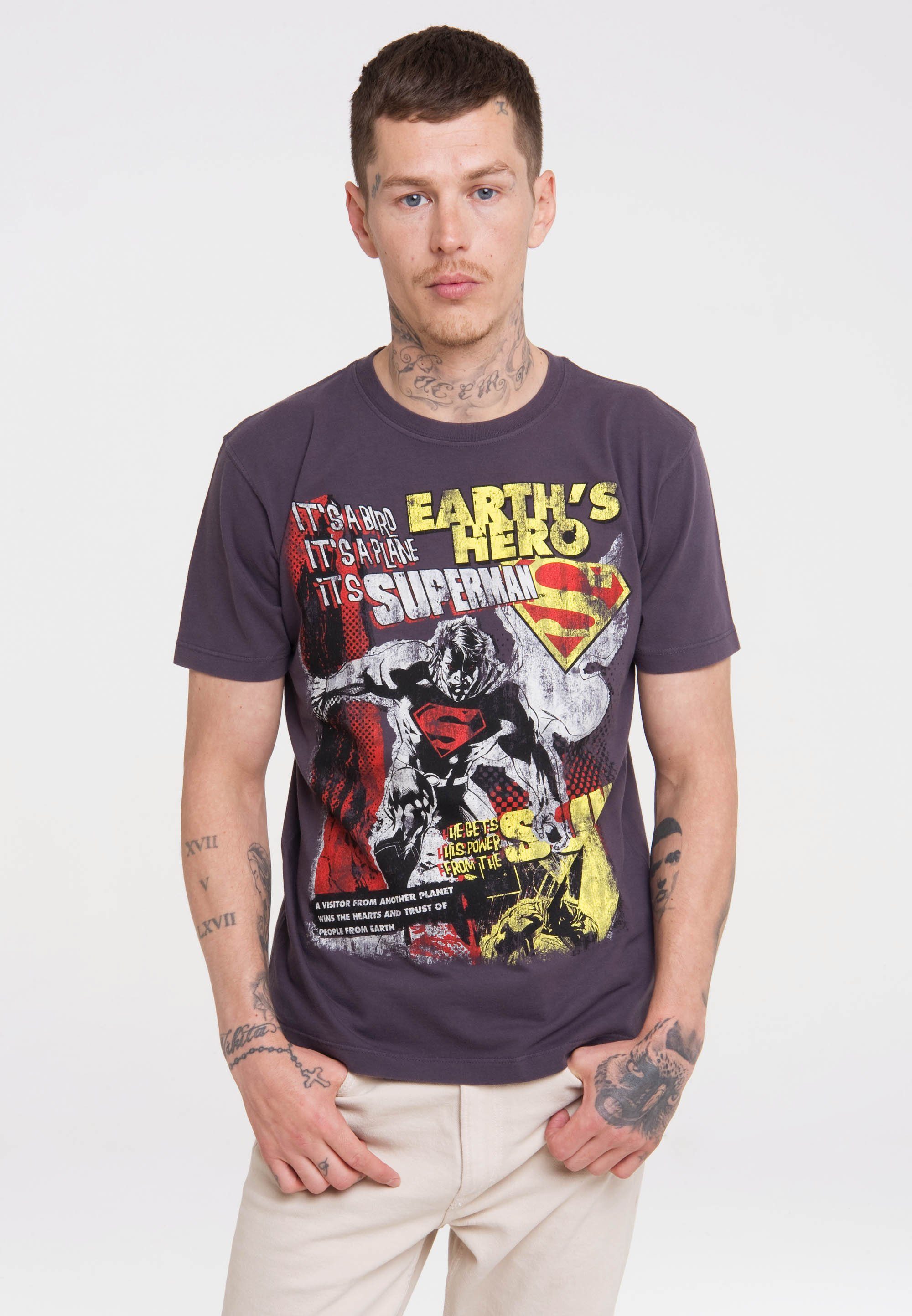 Herren Shirts LOGOSHIRT T-Shirt Superman mit coolem Superhelden Motiv