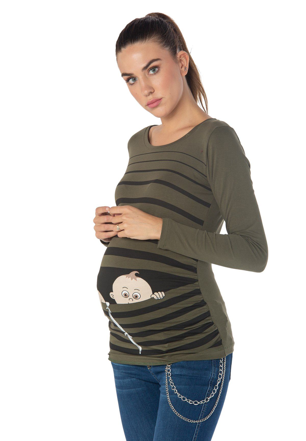 M.M.C. Umstandsshirt Baby Flucht mit Motiv